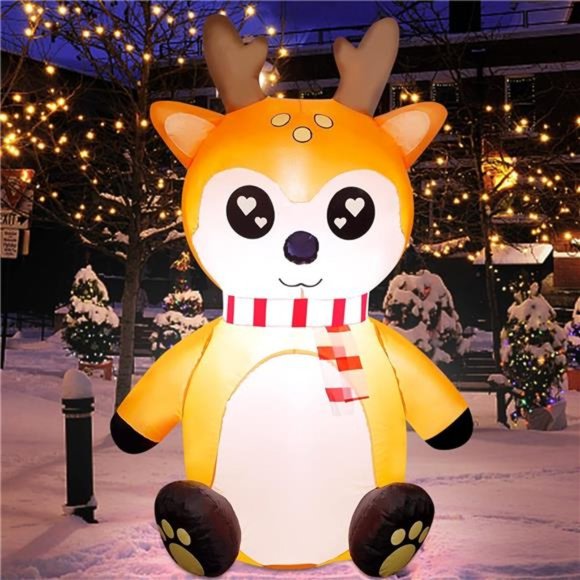 4ft Christmas Inflatables Blow Up Inflatable Reindeer Christmas Outdoor Decor - Picture 1 of 7
